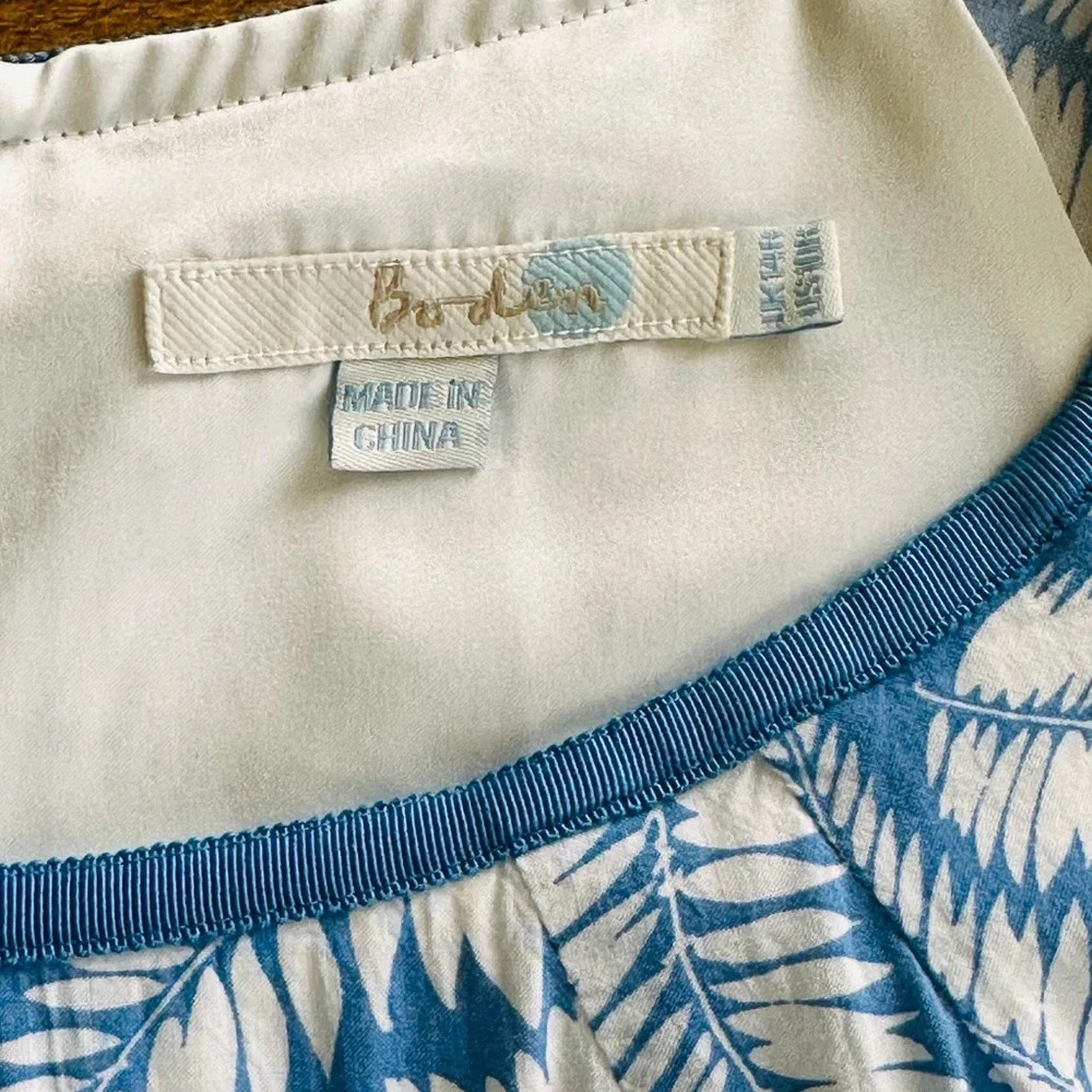 Boden Blue and White Print Dress - Size 10 - Picture 9 of 11